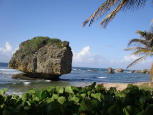 beach with large rock